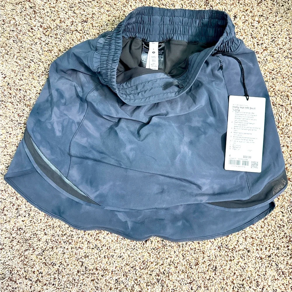 NWT RARE Lululemon Hotty Hot High-Rise Skirt *Long |Diamond Dye Pitch Grey, 4